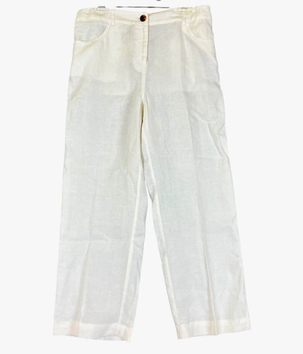 Chico’s Ribbed Waist Linen Blend Straight-Leg Cropped Pants Size 3 / XL / 16